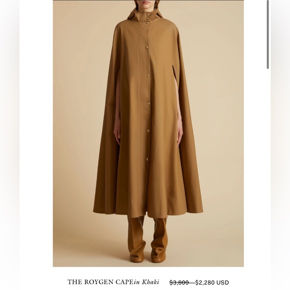 NEW KHAITE THE ROYGEN CAPE Coat in Khaki size M - Picture 2 of 11